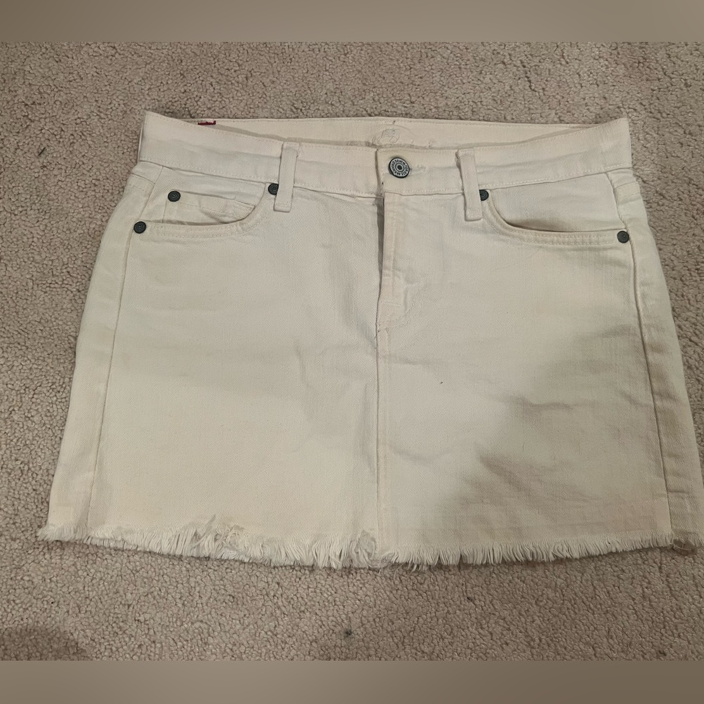 Mini white denim skirt